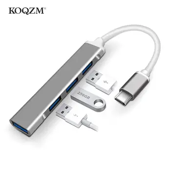 USB хъб 4-портов USB 3.0 хъб Високоскоростен адаптер-сплитер Type C за Xiaomi USB Expander OTG за компютър Macbook Pro 13 15 Air Pro