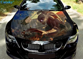 Аниме - атака на Титаните Винил върху предния капак на автомобила Пренасяне на винил фолио етикети на капака на двигателя аксесоари за Кола Протектор на предния капак на автомобила