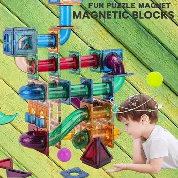 Дайте безкрайно забавление и обучение с магнитен градивен елемент Marble Track - идеална образователна играчка със собствените си ръце