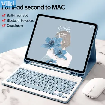За iPad 10 поколение 2022 калъф с държач и мека задната обвивка от TPU за iPad 10,9 10 9 10th Калъф + безжична клавиатура Bluetooth