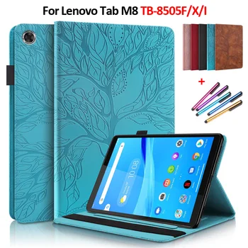 За Lenovo Tab M8 Калъф 8,0 см с 3D Релефно под формата на Дърво Кожен Флип Калъф За Lenovo Tab M8 TB-8505X TB-8505F TB-8505I Калъф за таблет на Корпуса