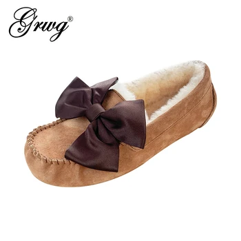 Зимни дамски обувки от 100% естествена кожа, мокасини, меки лоферы от естествена кожа, дамски ежедневни обувки на равна подметка за почивка, дамски обувки