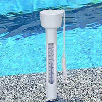 Измерване на температурата на водата в басейна, плаващ термометър, измерване на температура, тестер с шнурком за открити и закрити басейни