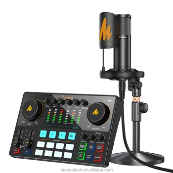 Комплект оборудване за подкасти Миксер аудиоподкастов с конденсаторным XLR микрофон за запис на студийната на живо Звукови карти