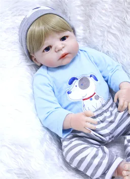 кукла reborn boy 55 см, силиконови кукли reborn бебе за цялото тяло, белокурые кукли Reborn бебета, реалистични сини очи, бебешки играчки, играчки за Коледа, G