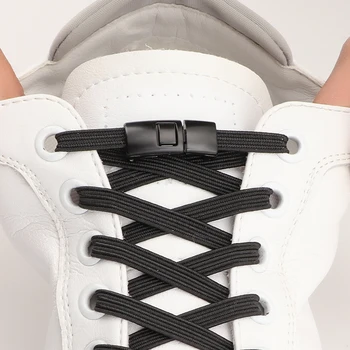 Ластични шнурове, без завязок за маратонки на равна подметка, връзките за обувки, удобно Лесна за употреба, без излишни движения, чрез шнурове за мързелив обувки