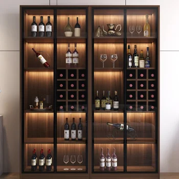 Луксозен винен шкаф за съхранение на течности, модерен стъклен вино кабинет, лекота на хол, мебели за винен бар Botellero QF50JG