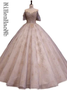 Луксозни бални рокли Quinceanera 2023, романтична рокля на булката с къс ръкав
