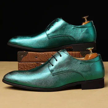 Луксозни маркови размери 38-48, мъжки модел обувки ръчна изработка, кожени сватбени обувки с перфорации тип 