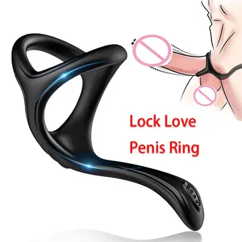 Мъжки пръстен за член на свързването на тестисите, задържане на преждевременната еякулация, симулатор за ерекция, симулатор за ерекция, масажор за простатата, еротика за възрастни