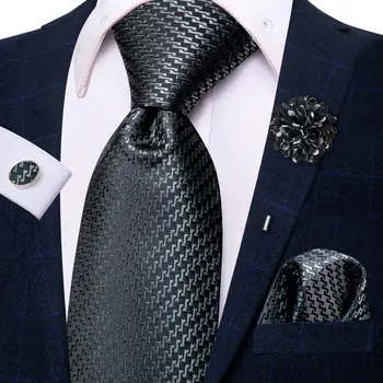 Опушен-сиво райе мъжка вратовръзка, луксозен копринен бизнес вратовръзка, 8,5 см, шал, ръкавели, брошка, сватбен вратовръзка, подарък за мъже, на дизайнер Hi-Тай