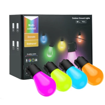 Приложение Bluetooth Многоцветен химикалка крушка, струнен конче низ лампа, градински декор, разсеяна светлина, ABS с вилица САЩ
