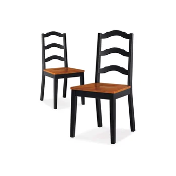 Трапезни столове с кацане на облегалката Autumn Lane, комплект от 2, черен и дъб