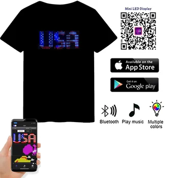 Управление на приложението, Bluetooth, програмируеми led тениска, Dj, led тениска, вградена батерия, движещ се текст, анимация, съобщение, матричен дисплей