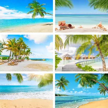 Фон за снимки Mehofond, Тропически океан, на плажа, семейно пътуване, празнична парти, на острова на кокосовата палма, студиен фон за снимки, декор