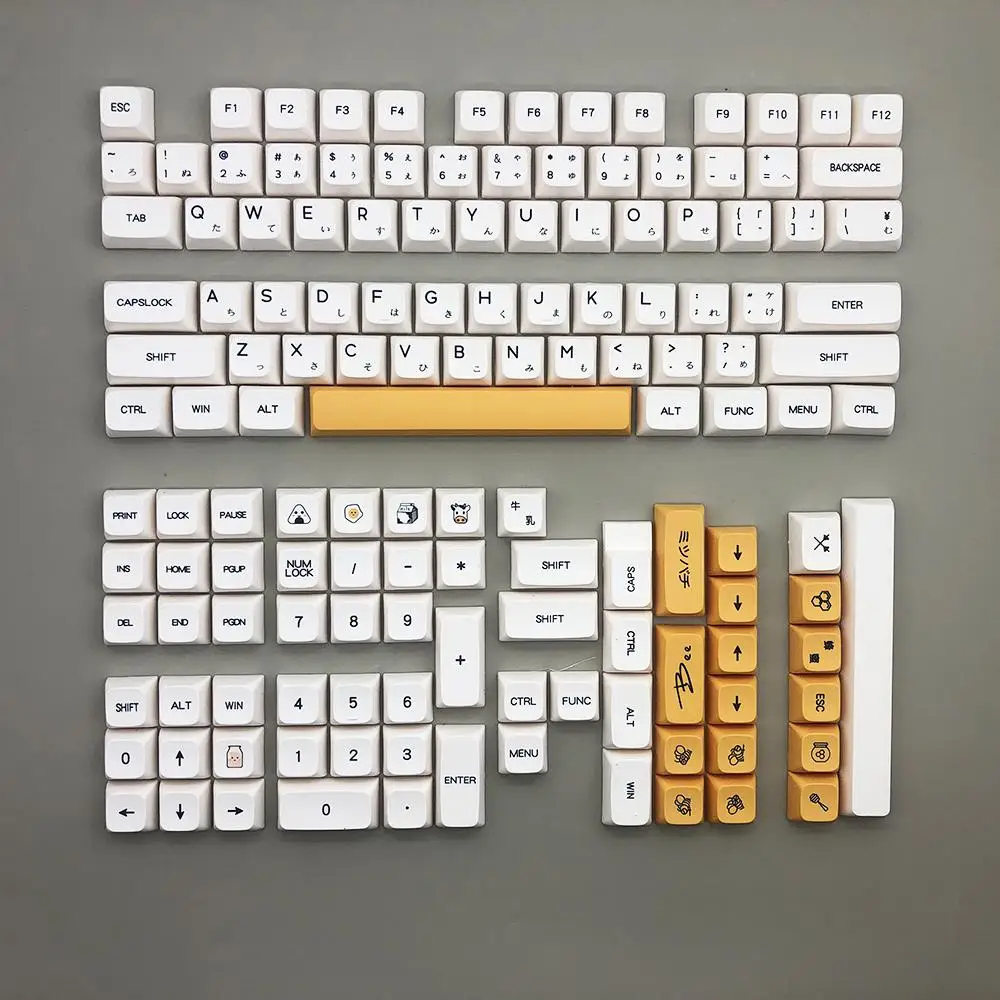 Медовое мляко, 140 клавиши, материал Pbt, малко пълен комплект, комплект капачки за ключове, термична сублимация, ръчна капак на клавиатурата1