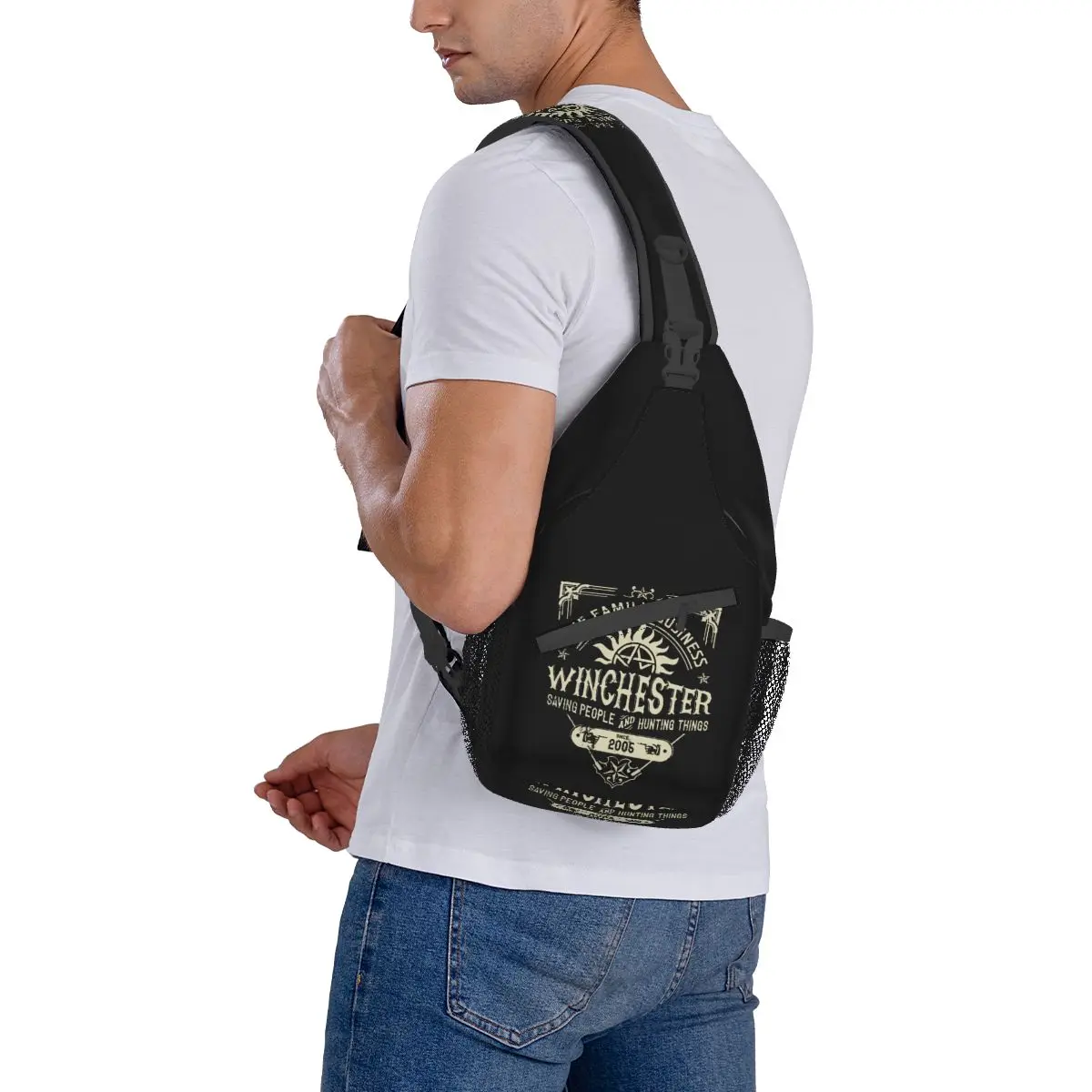 Хип-хоп Supernatural Уинчестър, чанта-прашка през рамо, мъжки дамски нагрудная чанта, раница на рамо раница за туризъм, раница за пътуване на открито1