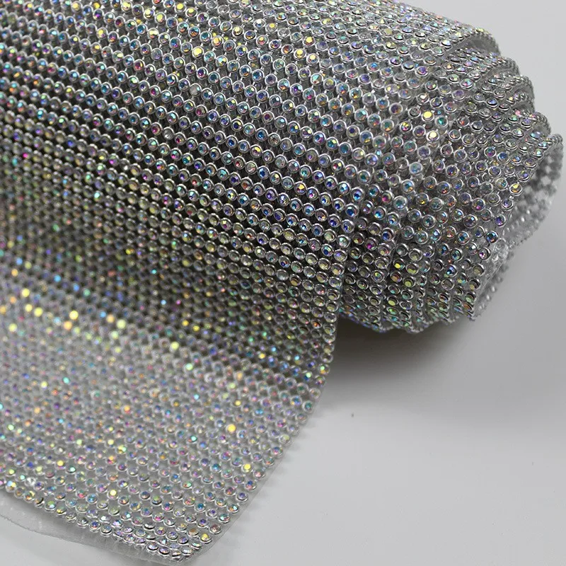 45x120 см Корекция на кристали окото лист Блестящ кристал Crystal AB Плат Злато / sliver Алуминиева мрежа Кристали апликация на плат рокли2