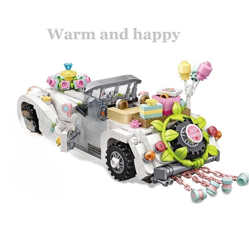 LOZ 1119 Любов Луксозен Сватбен Автомобил Автомобил Цвете Балон 3D Модел САМ Кухненски Блокове, Тухли Строителна Играчка за Детско Подарък2