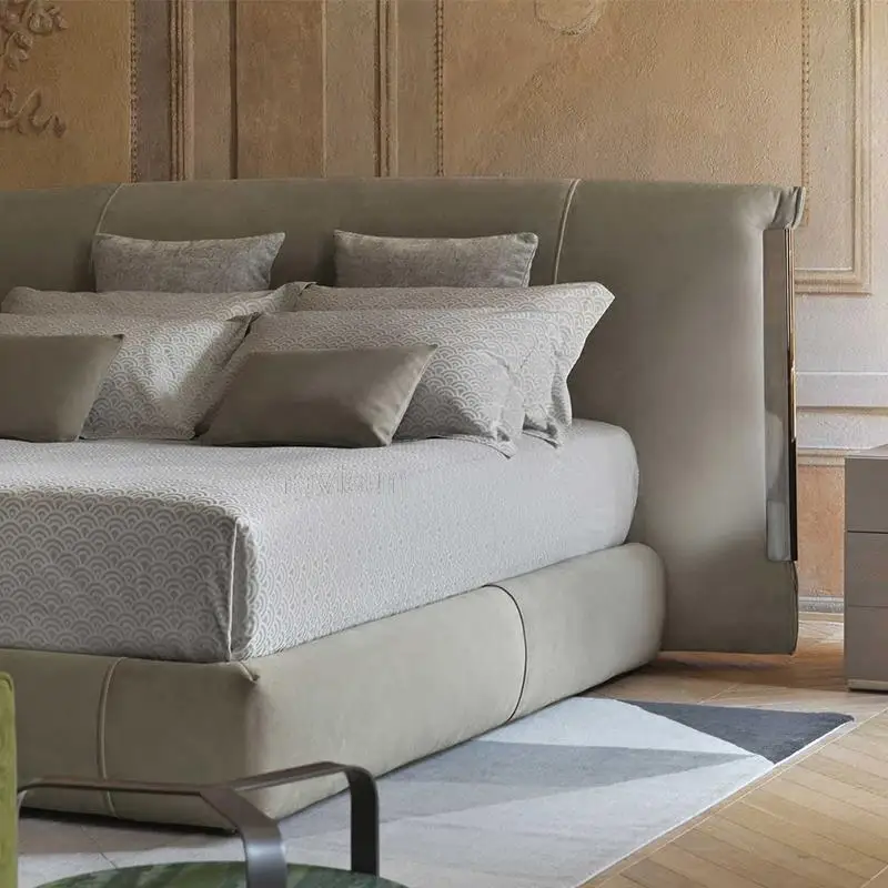 Италиански стил е Лесна Луксозна тъканно легло Спалня Замшевая двойно легло Дизайн голям апартамент Домакински мебели и Висококачествени консумативи2