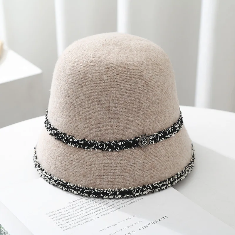 Новост, 2 цвята, зимна шапка унисекс от еднакво вълна с дантела, най-добрата зимна шапка-кофа, кашмир дамска топла шапка, подарък на едро2