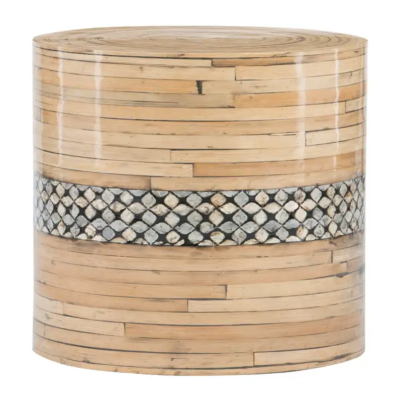 Приставной масичка с акцент върху барабан Dahlia от естествен бамбук с опалесцирующими вложки във формата на миди Capiz масичка за кафе, Мебели креативната2