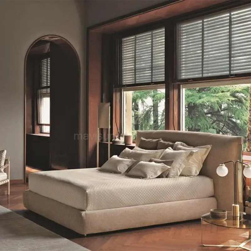 Италиански стил е Лесна Луксозна тъканно легло Спалня Замшевая двойно легло Дизайн голям апартамент Домакински мебели и Висококачествени консумативи3