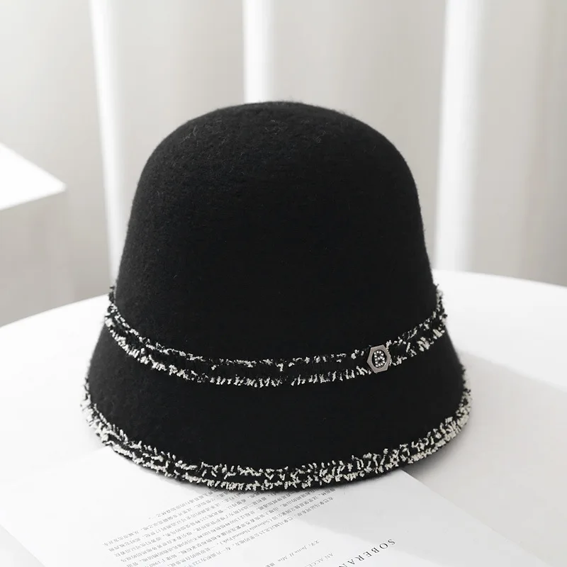 Новост, 2 цвята, зимна шапка унисекс от еднакво вълна с дантела, най-добрата зимна шапка-кофа, кашмир дамска топла шапка, подарък на едро3