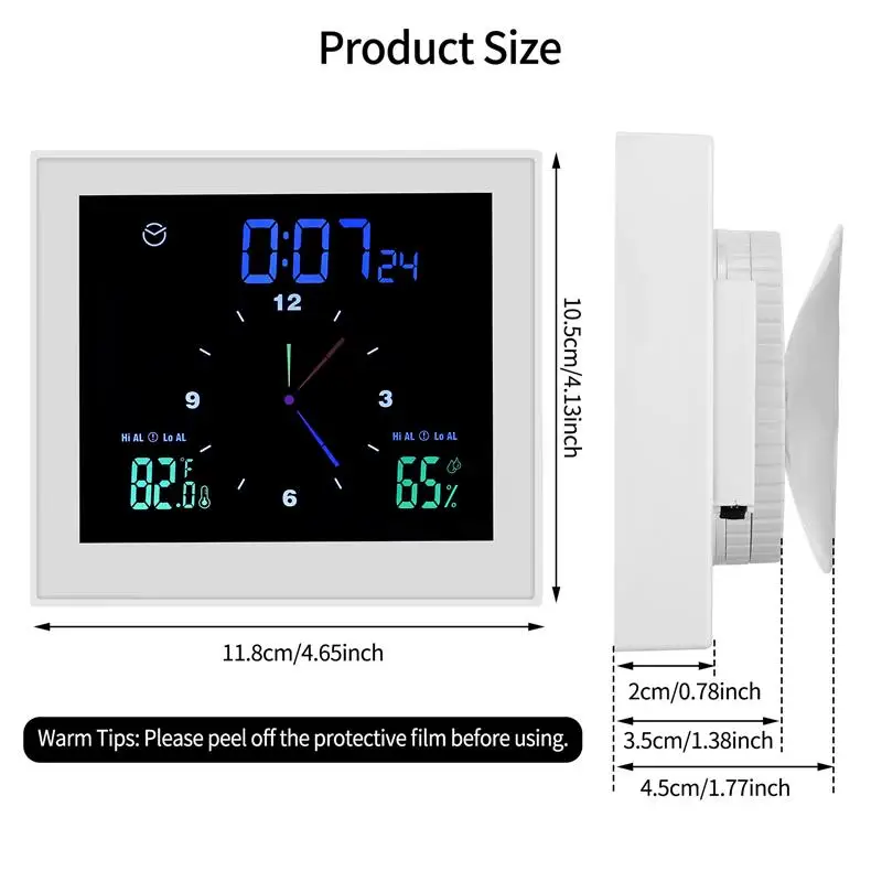 Вътрешен двойна аларма с таймер, водоустойчив настолни нощни електронни цифрови часовници, температурен влагомер, термометър, стенни часовници за дома4