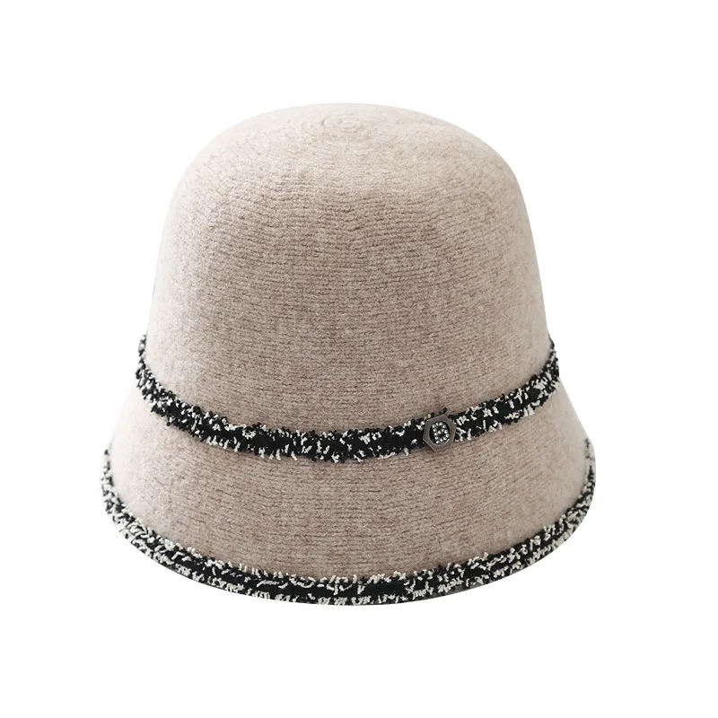 Новост, 2 цвята, зимна шапка унисекс от еднакво вълна с дантела, най-добрата зимна шапка-кофа, кашмир дамска топла шапка, подарък на едро4