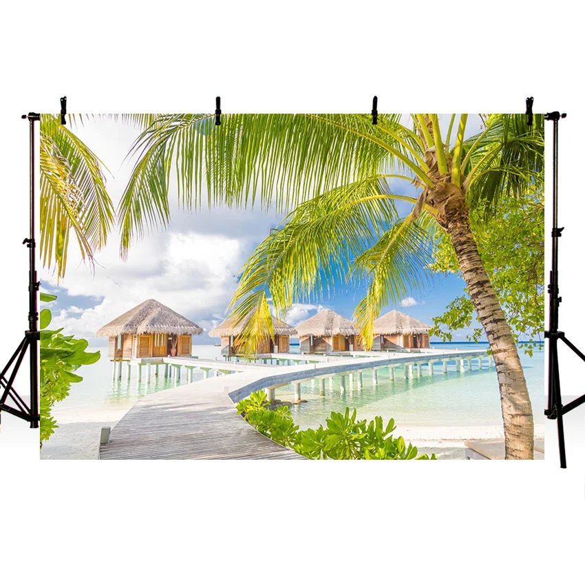 Фон за снимки Mehofond, Тропически океан, на плажа, семейно пътуване, празнична парти, на острова на кокосовата палма, студиен фон за снимки, декор4