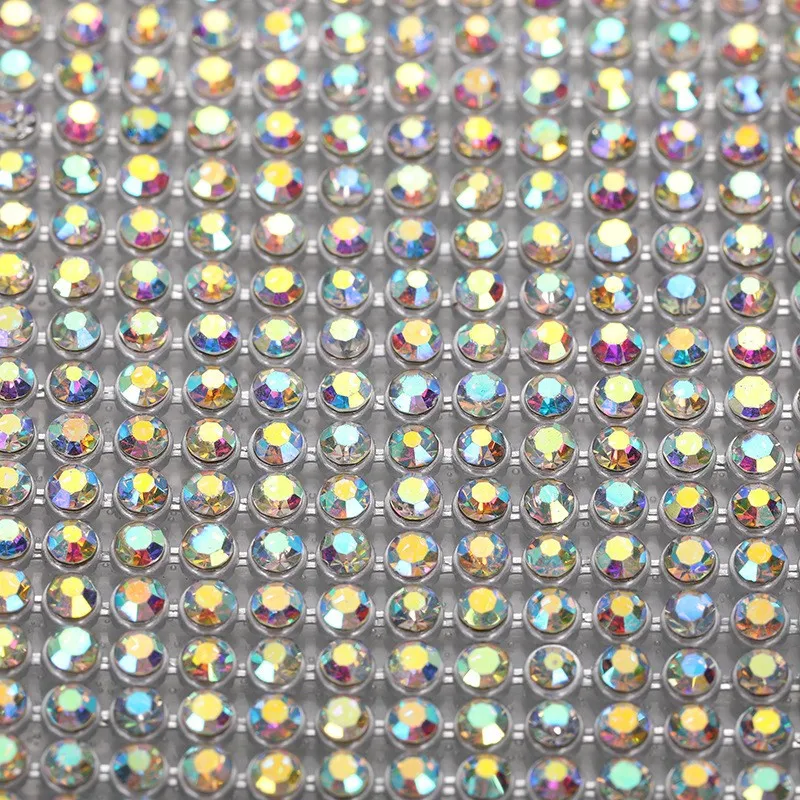45x120 см Корекция на кристали окото лист Блестящ кристал Crystal AB Плат Злато / sliver Алуминиева мрежа Кристали апликация на плат рокли5
